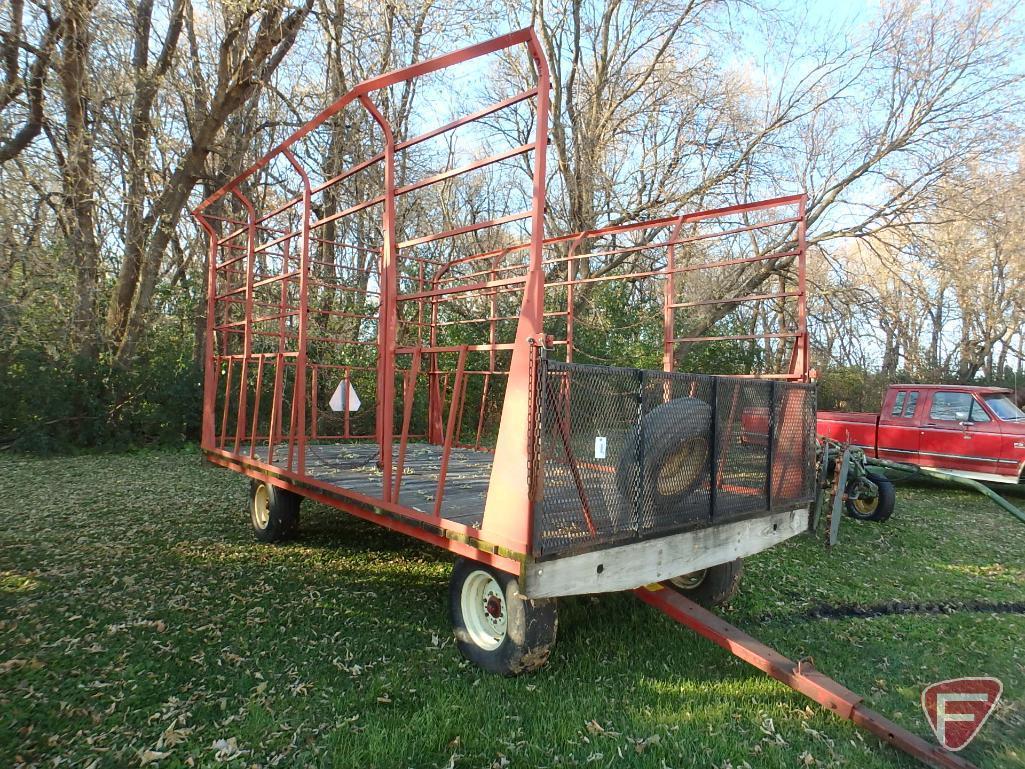 9' x 16' Hay rack on Kewanee running gear with extendable pole