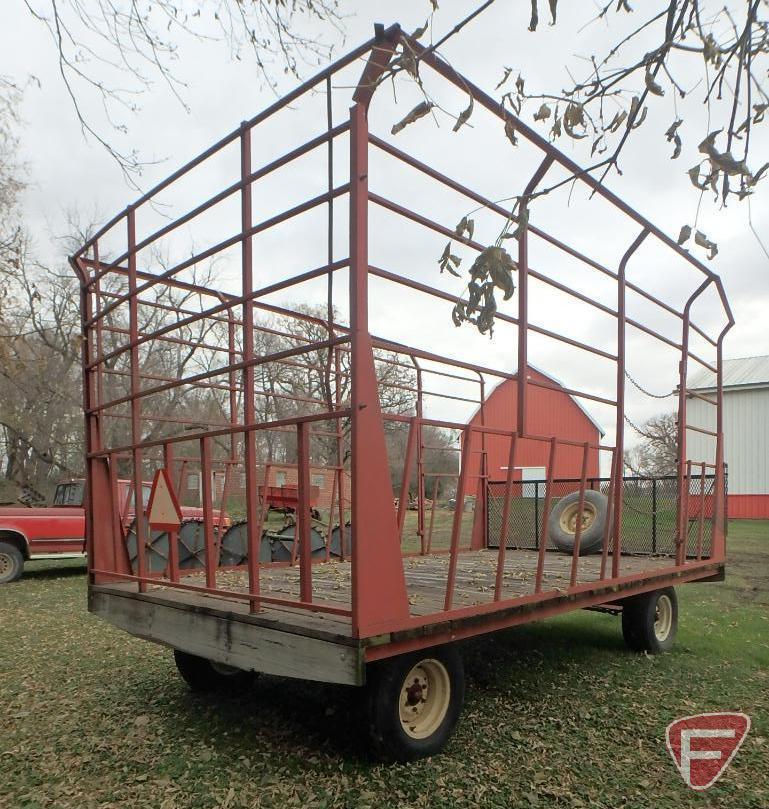 9' x 16' Hay rack on Kewanee running gear with extendable pole