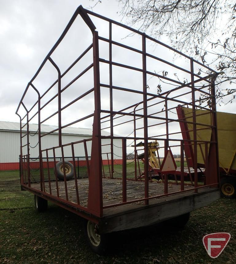 9' x 16' Hay rack on Kewanee running gear with extendable pole