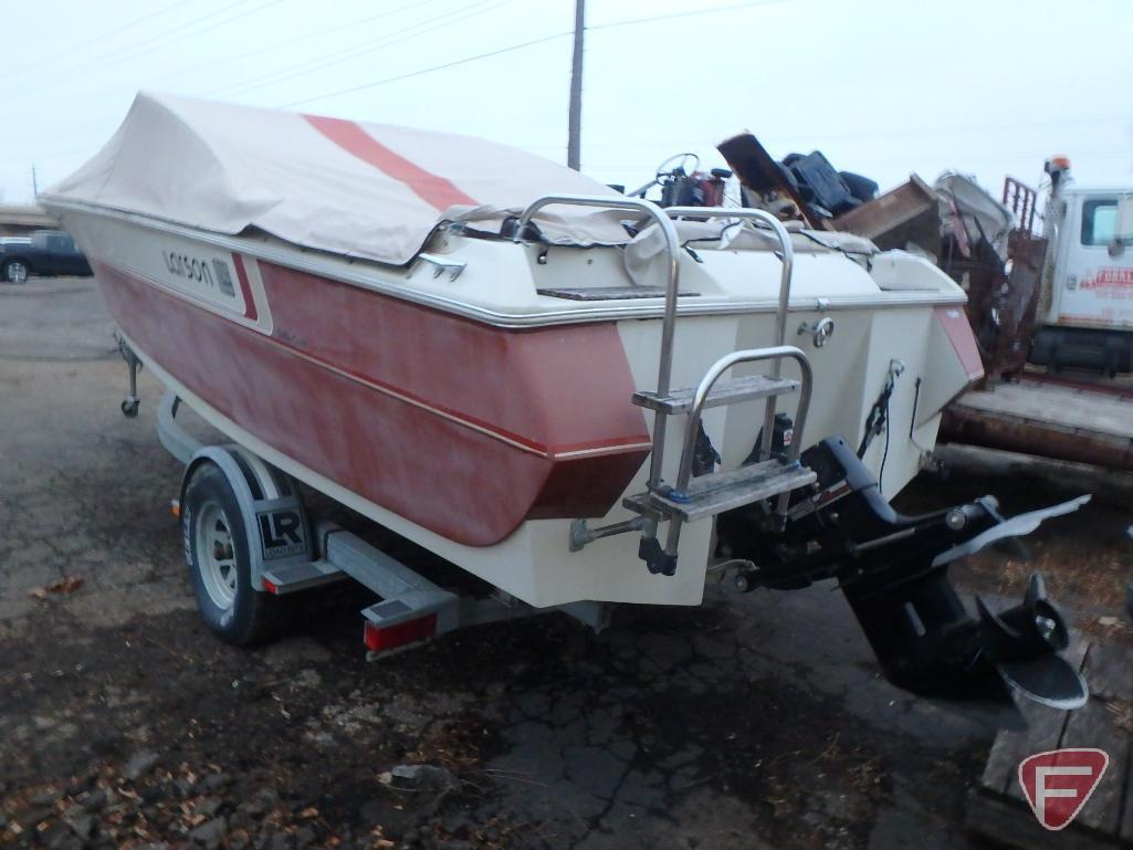 1984 Larson 19' Delta Conic fiberglass boat on Load-Rite boat trailer