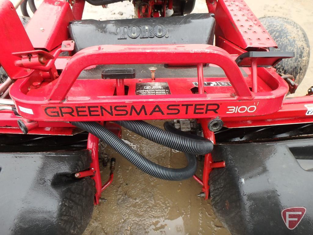 1991 Toro Greensmaster 3100 gas triplex reel mower, sn 04353-10355, actual 5,093 hrs.
