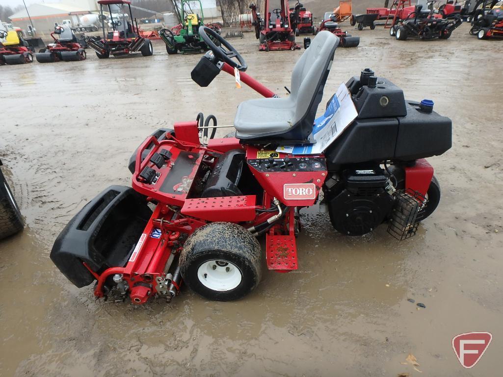 1991 Toro Greensmaster 3100 gas triplex reel mower, sn 04353-10355, actual 5,093 hrs.