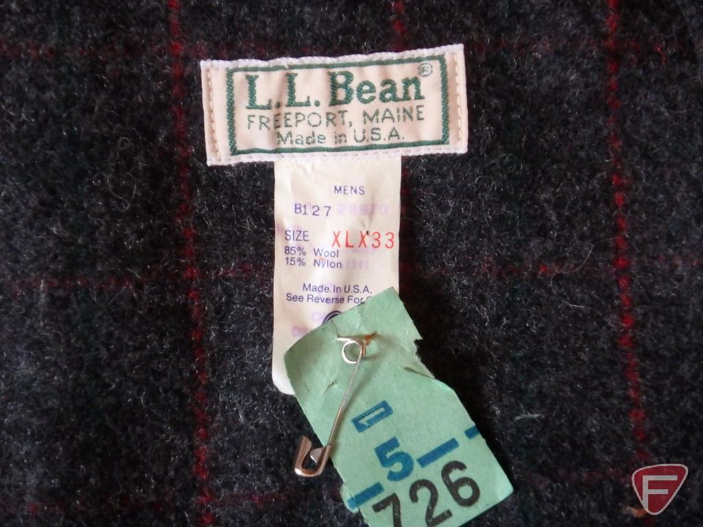 Hunting insulated coats and coveralls, LL Bean wool bibs, most are size XL