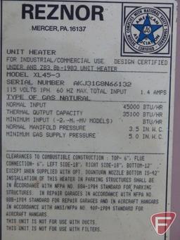 Reznor XL45-3 natural gas hanging heater, 35100btu output