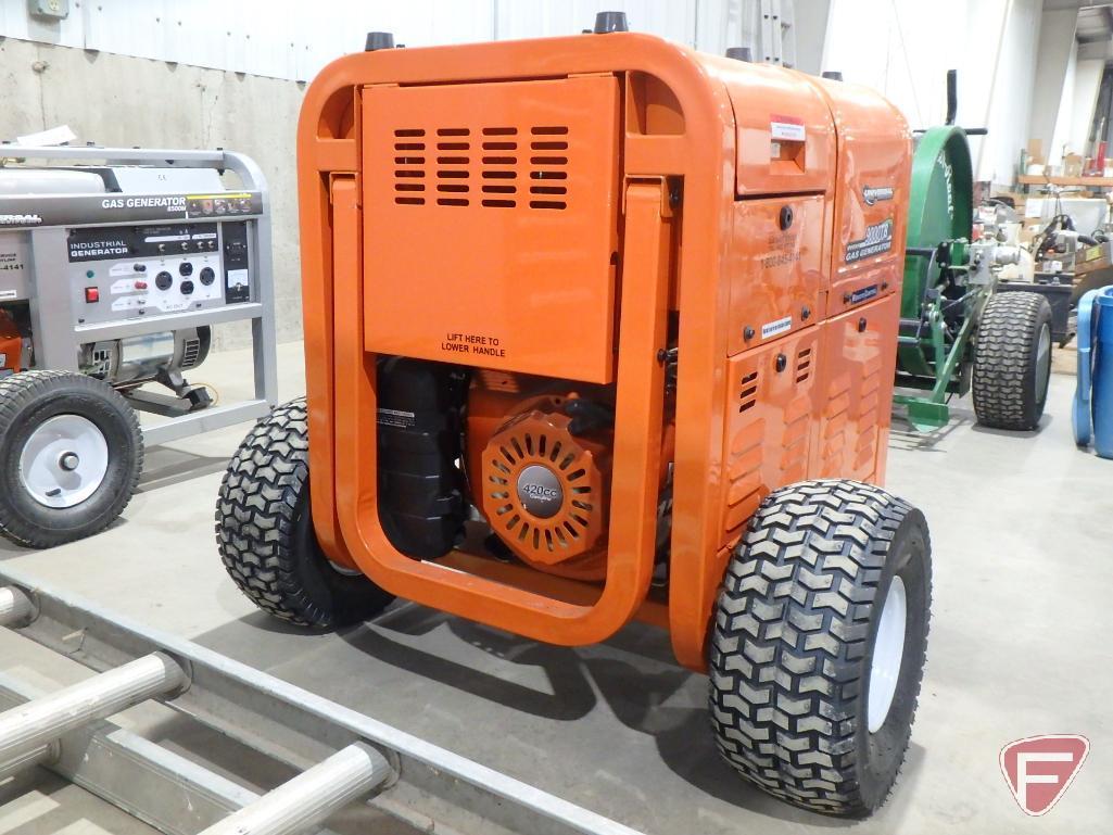 9000TB industrial portable gas generator, 0hrs showing, 120/240v