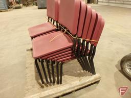 (12) stackable plastic and metal chairs