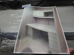 (1) unassembled cubicle, 72" x 32" desktop, includes (2) file cabinets