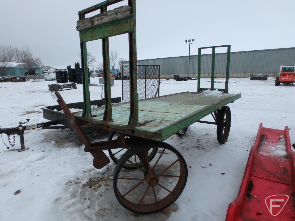 Wagon on steel and rubber wheels, 46" x 123"