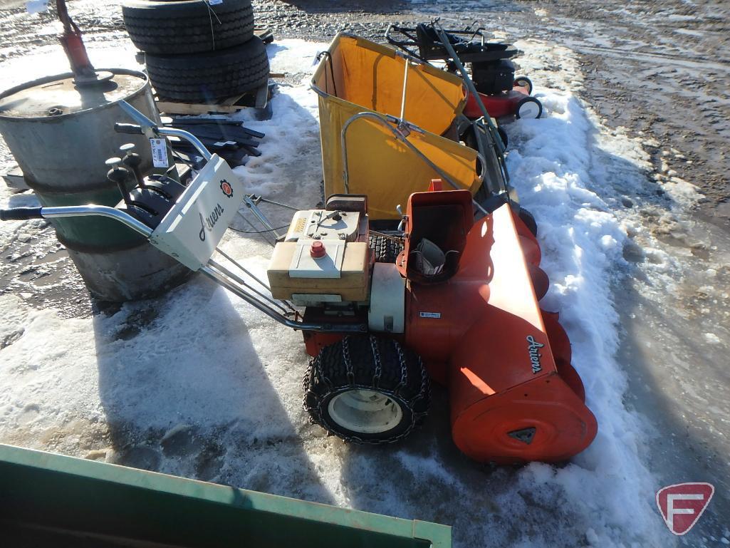 Ariens walk behind 2-stage snow blower with 8hp gas engine, tire chains, model 924012