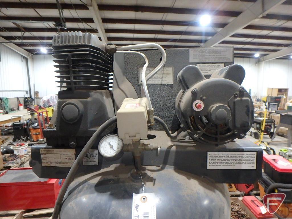 Sanborn 60 gallon air compressor, model G500BPL300, 5hp, 230v, 15amp, single stage, air hose