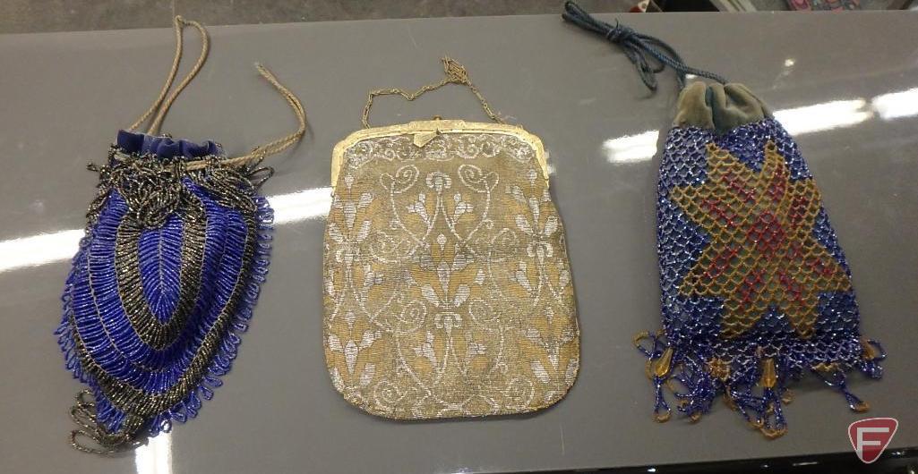 Vintage purses, (2) beaded and (1) mesh. 3 pieces