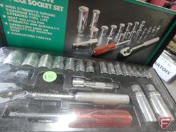 22pc 3/8" drive socket set, Ryobi titanium drill bit set, Hafele socket and driver set