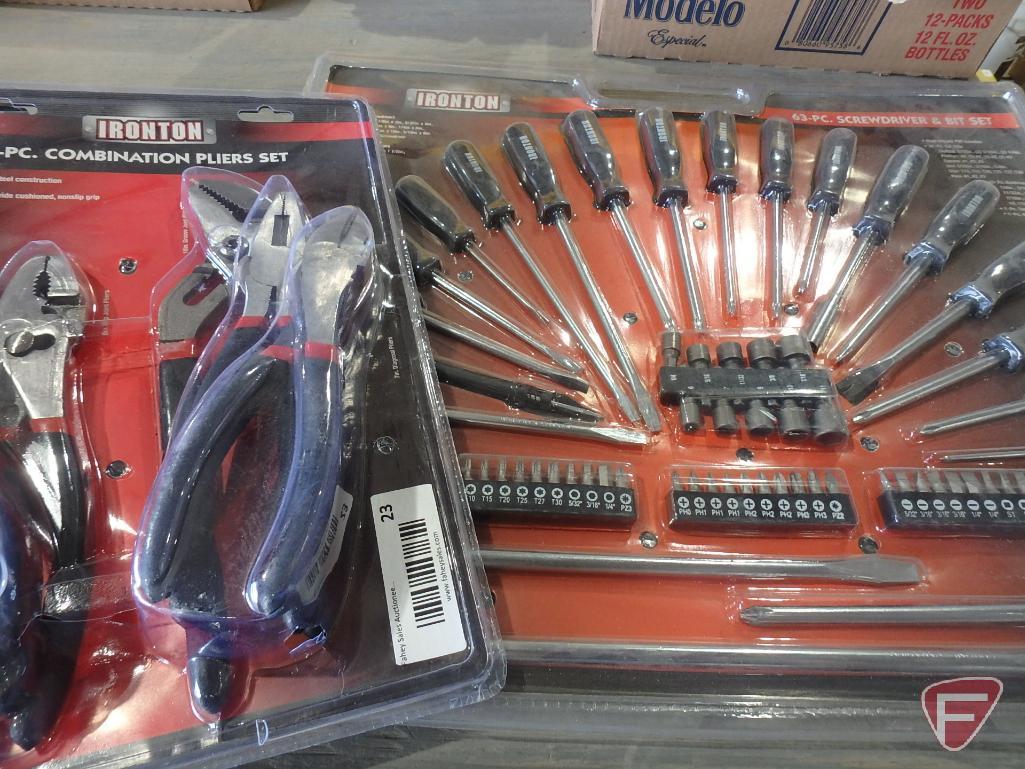 Ironton 63pc screwdriver set and 6pc combination pliers set