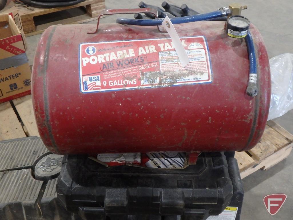 Midwest Products portable air tank, Craftsman case with asst ratchets and sockets,