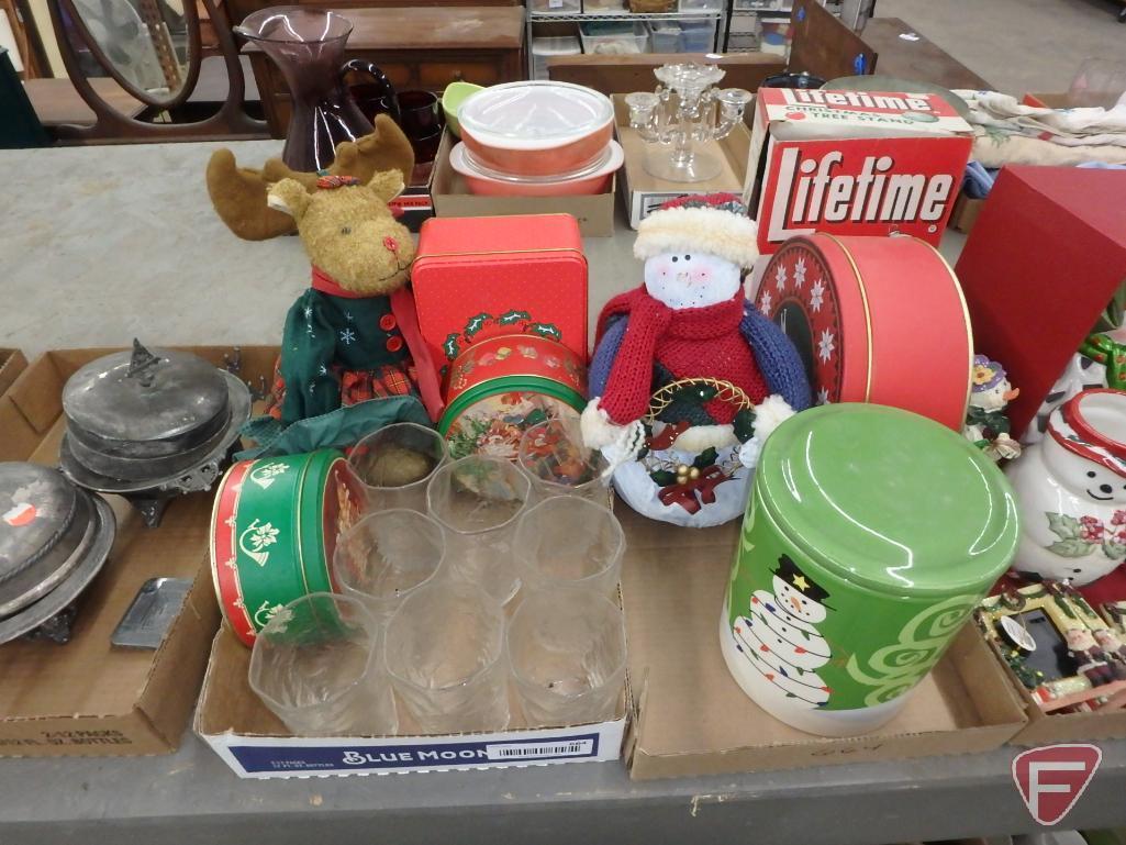 Glassware, holiday decorative items, Spatterware Collectibles, figurines, planters,