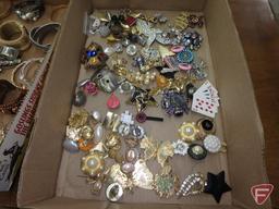 Ladies jewelry: bracelets, earrings, pins. 2 boxes