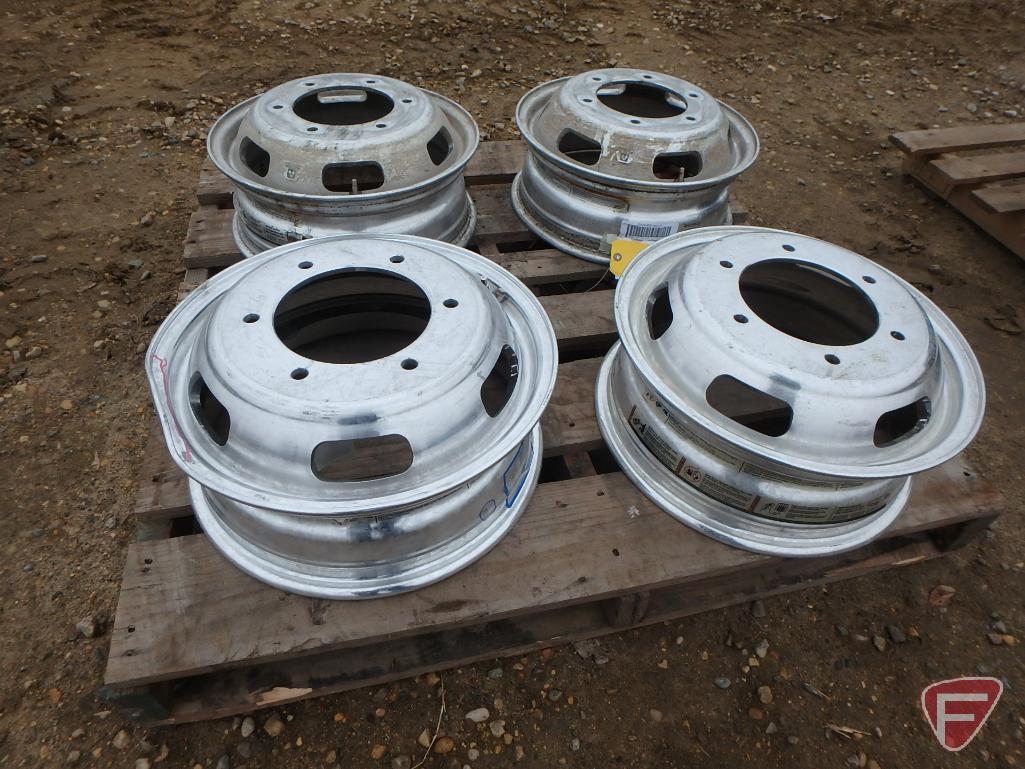 (4) Aluminum Alcoa 16x5.5 wheels with 6x205mm pattern, 1 is visibly bent