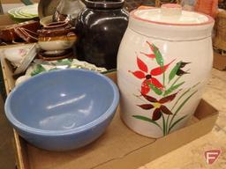 Pyrex and pottery pieces. 4 boxes