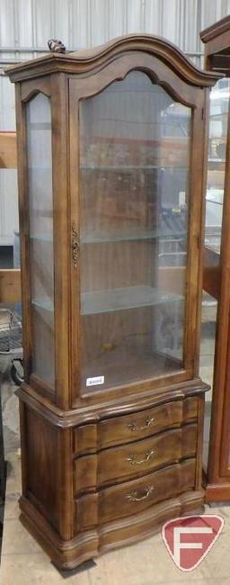 Curio cabinet with lights, glass shelves, 26"w x 12"d x 68"h