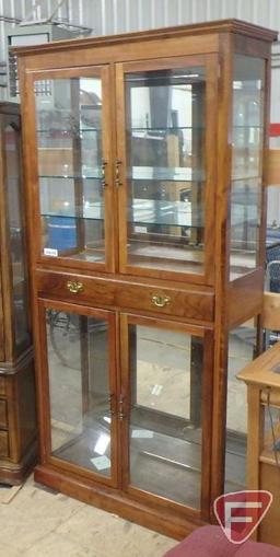 Curio cabinet with glass shelves, 35"w x 13"d x 72"h