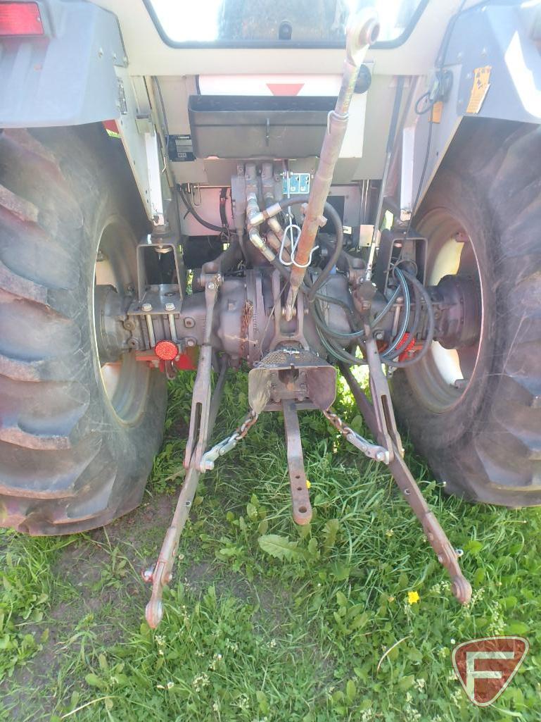 Massey Ferguson 383 diesel tractor, 1319 hrs showing, 595 Allied mid-mount quick tach loader