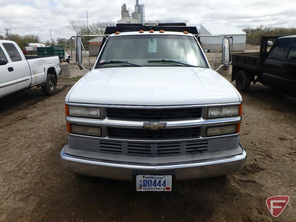 1999 Chevrolet C3500 Diesel Dually Flat Bed Truck, 14' x 8' Bed