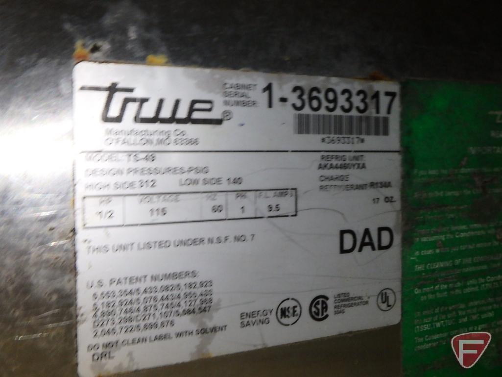 Tru TS-49 2-door stainless commercial refrigerator on casters, external digital temperature readout