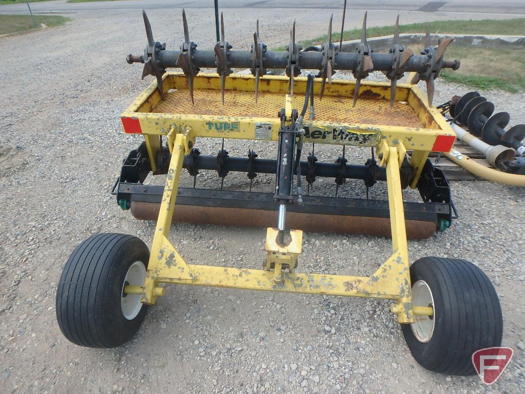 AerWay pull-type turf aerator with hydraulic lift, 64" working width, includes extra reel