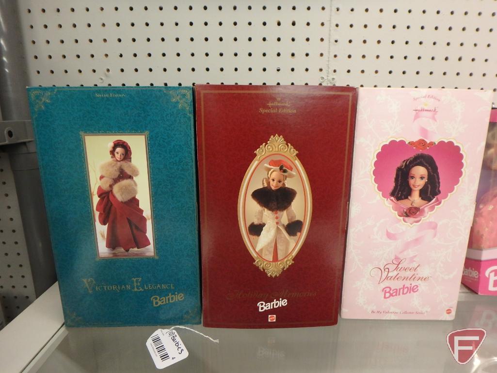 (10) Barbies - in boxes - Victorian Elegance, Holiday Memories, Sweet Valentine, Sparkle Eyes,