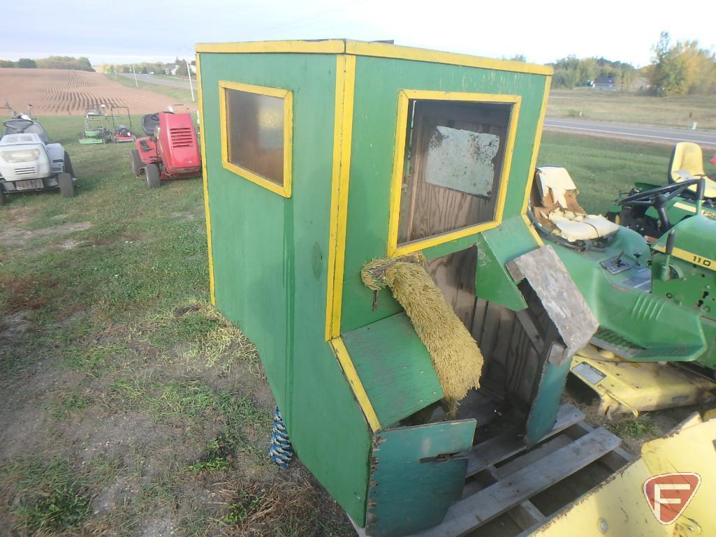 John Deere E210 snow blower attachment, sn 113041M; and cab