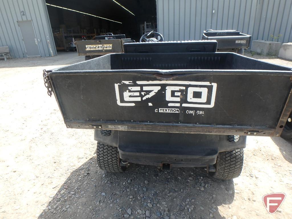 2000 EZ-GO Workhorse ST350 gas utility vehicle with electric dump, green, brush guard, lights