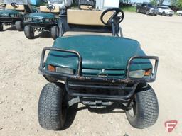2003 EZ-GO Workhorse ST350 gas utility vehicle with electric dump, green, brush guard, lights
