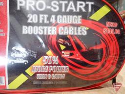 Pro-Start 20ft 4ga booster cables, 30pc screwdriver set with rack, magnetic tips