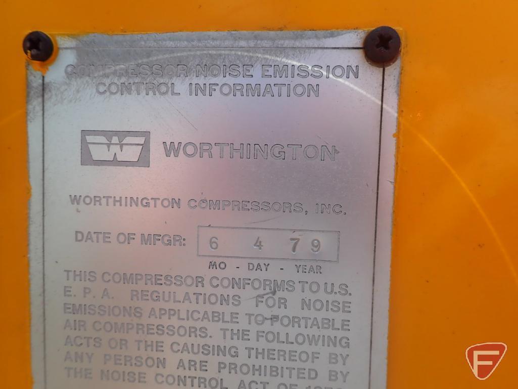 Worthington air compressor, diesel fuel, model CNPVP HEXX, 3642 hours