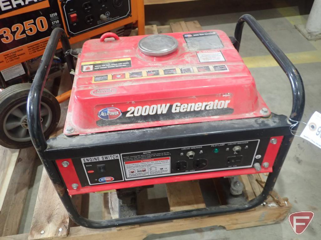 All-Power portable gas generator, 2000 watts, 120v AC, 12v DC, gas engine