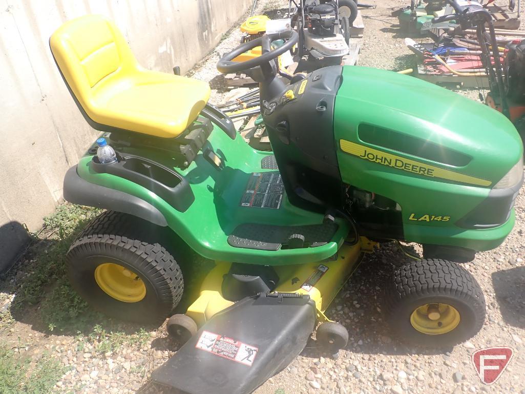 John Deere riding lawn mower, model LA145, 48" cut, Briggs & Stratton 22 HP gas engine