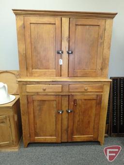 Vintage stepback cupboard with drawers and storage, 49"w x 17"d x 73"