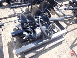 Unused Wolverine Hydraulic spiral drill with 12" and 18" auger bits skid loader attachment