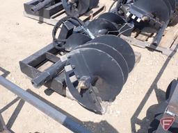 Unused Wolverine Hydraulic spiral drill with 12" and 18" auger bits skid loader attachment