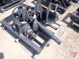 Unused Wolverine Hydraulic spiral drill with 12" and 18" auger bits skid loader attachment