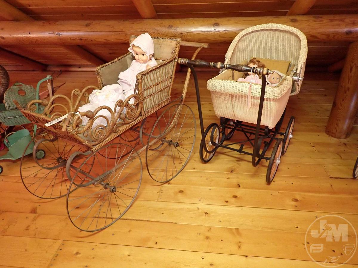 (2) VINTAGE STROLLERS/BUGGIES, DOLLS; THIS LOT IS LOCATED IN THE