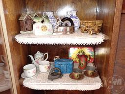 VINTAGE KNICK-KNACKS AND TOYS. ALL IN CABINET.