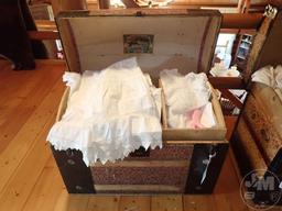 VINTAGE STEAMER TRUNKS WITH VINTAGE CLOTHING; THIS LOT IS LOCATED