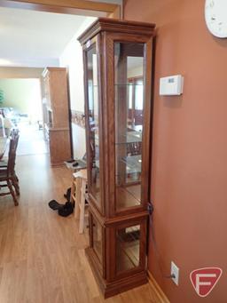 Lighted curio cabinet, 20"w x 14"d x 6't