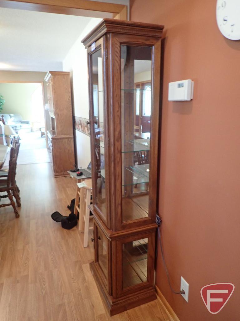 Lighted curio cabinet, 20"w x 14"d x 6't