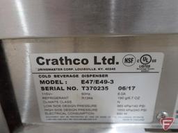 Crathco refrigerated beverage dispenser, model E47/E49-3, 120v