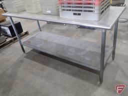 Stainless steel table, 72" x 30" x 34"h