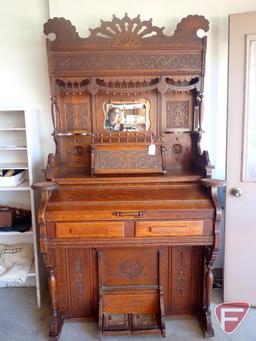 Vintage organ converted to a desk, 46"w x 24"d x 80"h