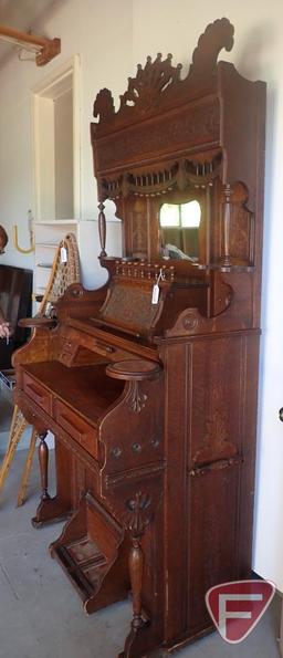 Vintage organ converted to a desk, 46"w x 24"d x 80"h