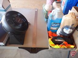 Sega Genesis game, fan, painting supplies, digital antenna, electric sander, hand tools, Tsquare.